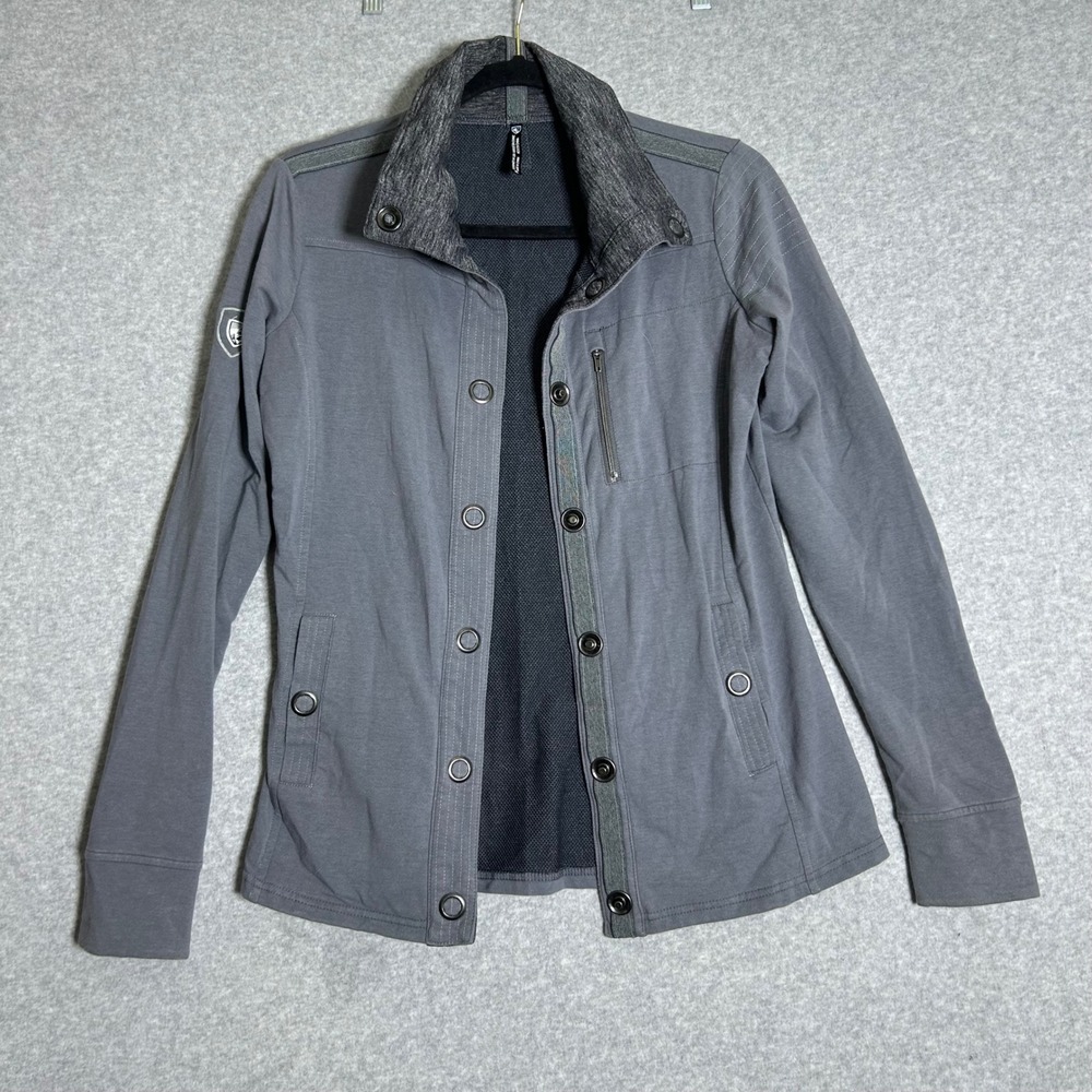 KÜHL Krush lightweight Snap Front Jacket Women S Gray Thumbhole Utility Gorpcore